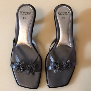 Contesa Pewter Glitzy Sandals - Never Worn